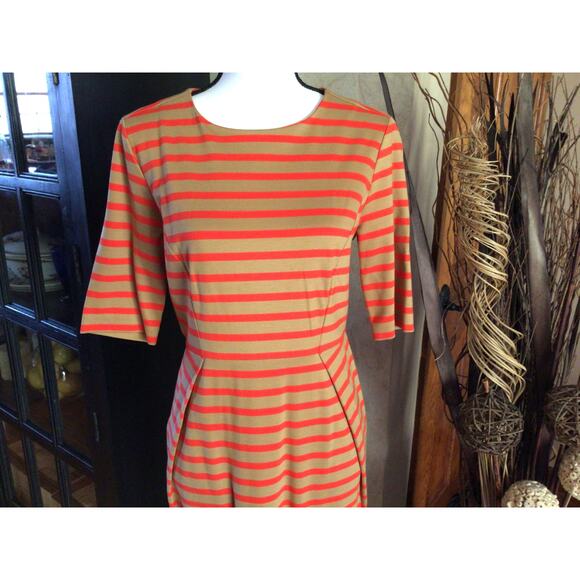 Fossil Orange Striped Dress Sz M - Picture 2 of 5